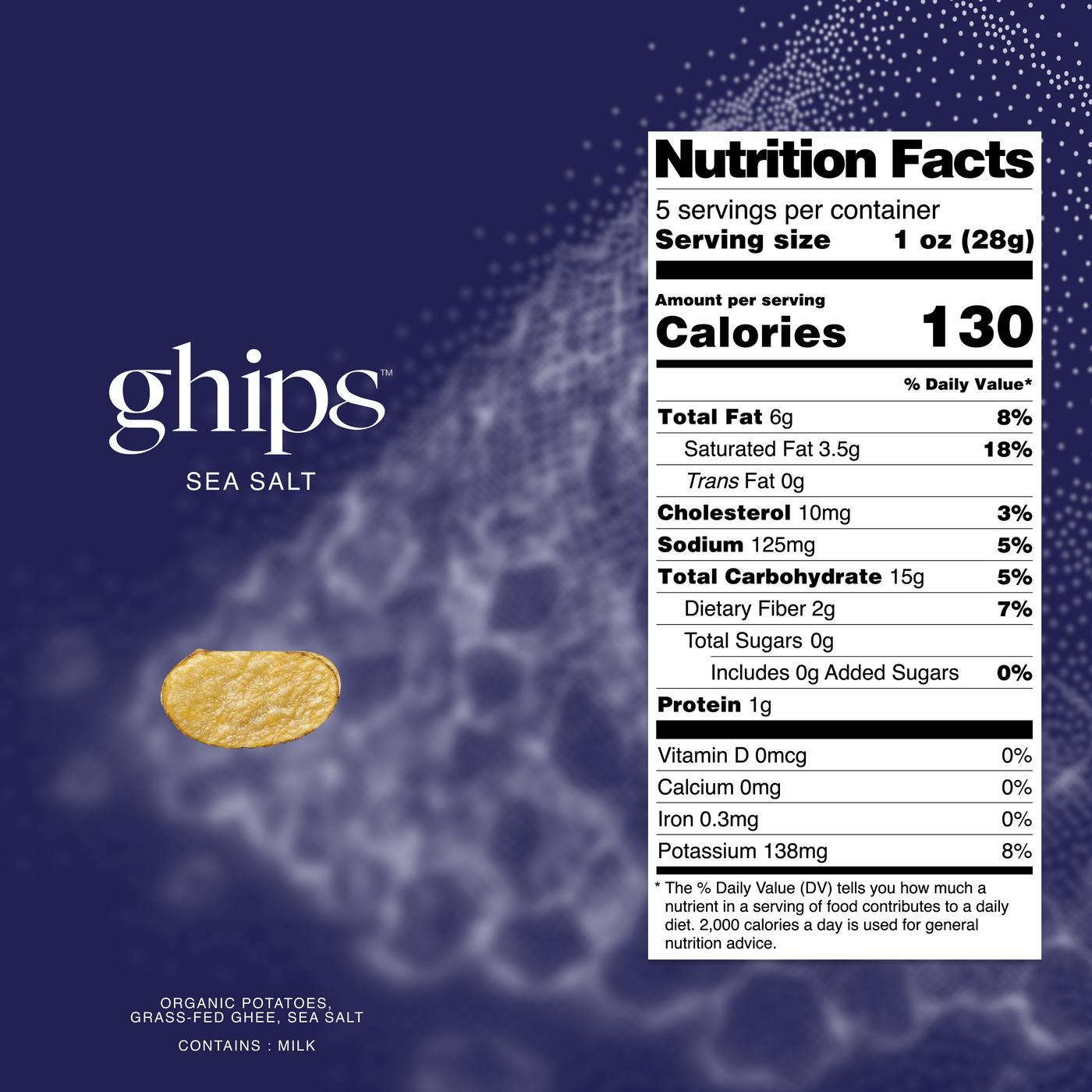 GHIPS - Sea Salt Original- 4 Pack (5oz) nutrition facts
