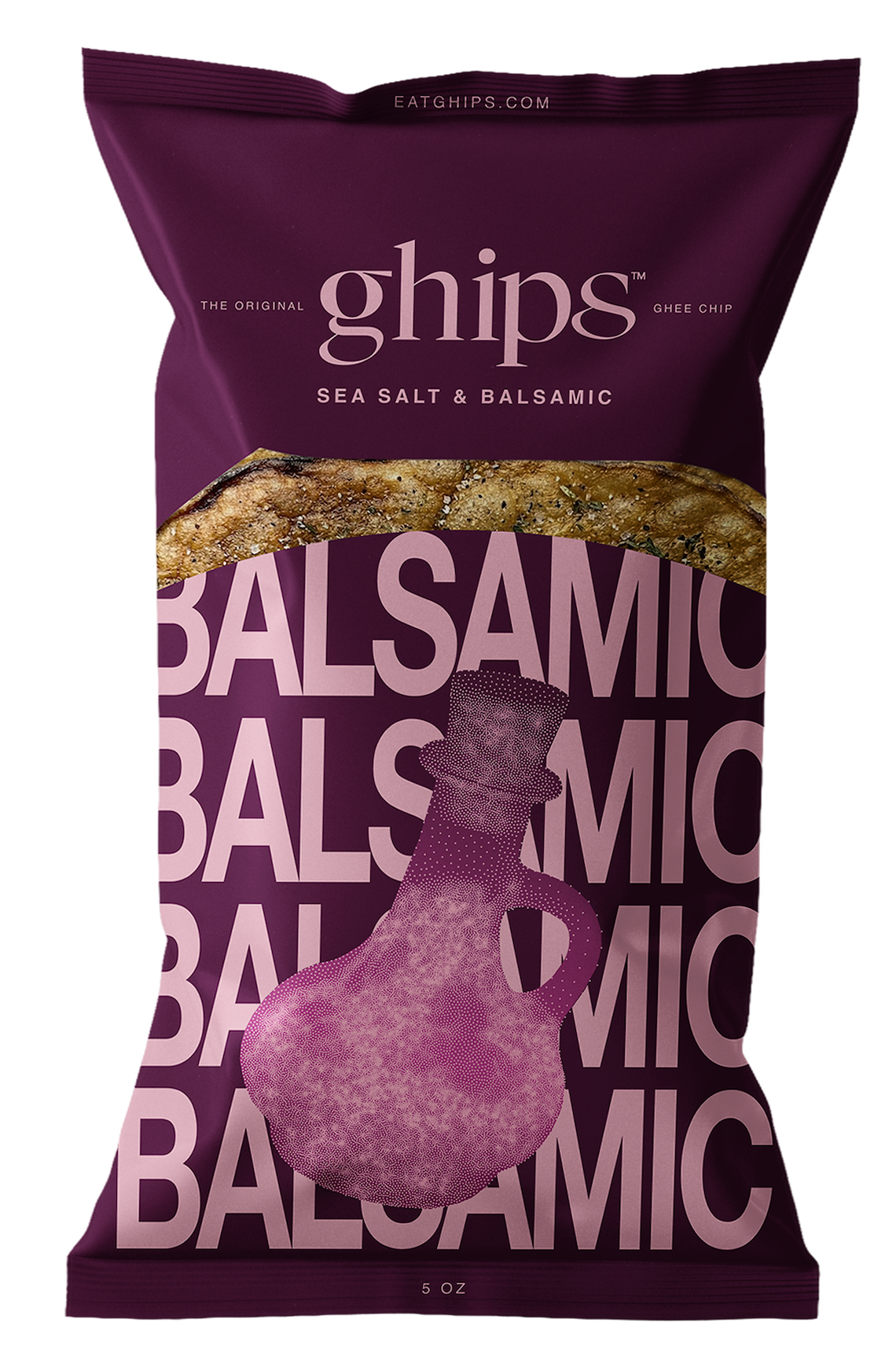Ghips Sea Salt & Balsamic 5oz bag artwork — front of pack